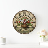 Home Sweet Home Strawberry Basket Farmhouse ラージ壁時計 (ホーム)