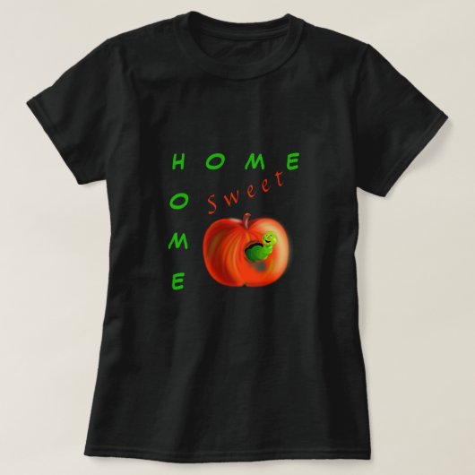 Home Sweet Home T-Shirt Happy Worm In Apple Tシャツ (デザイン正面)