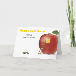 Home Sweet Home Worm and Apple Moving Announcement サンキューカード