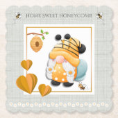 Home Sweet Honeycomb Bee Gnome Coaster Set ペーパーコースター (正面)