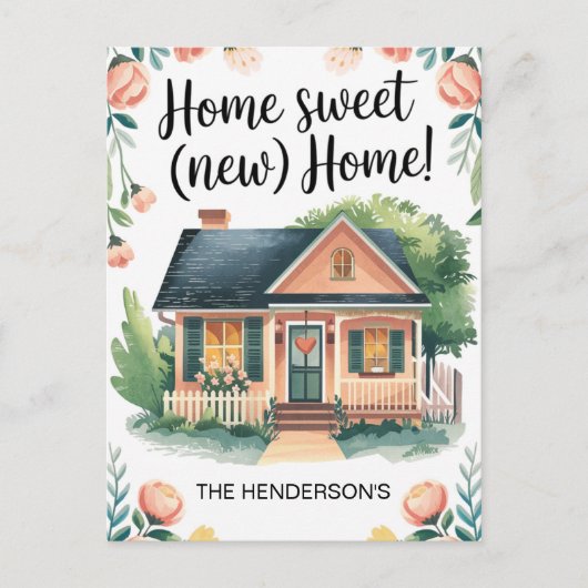 Home Sweet New Home Change of Addressはがき ポストカード (正面)