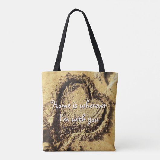 Home Where I Am With You引用文砂描ハート トートバッグ (裏面)