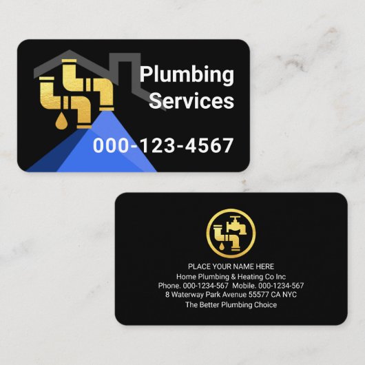 Home With Leaking Plumbing Gold Pipes 名刺 (正面/裏面)