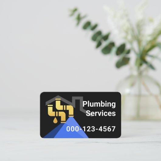 Home With Leaking Plumbing Gold Pipes 名刺 (スタンド正面)