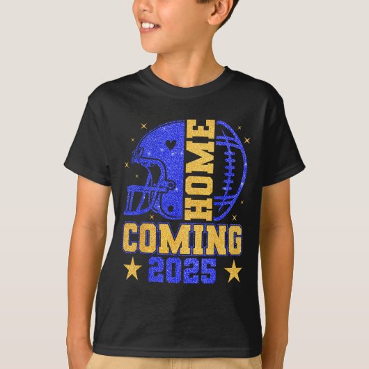 Homecoming 2025 Hoco Football Mama Girl Blue Gold  Tシャツ (正面)