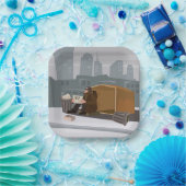 Homeless Man Holding Help Sign Urban Poverty ペーパープレート (パーティー)