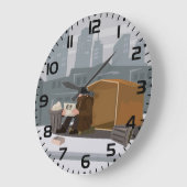 Homeless Man Holding Help Sign Urban Poverty ラージ壁時計 (傾斜)