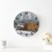 Homeless Man Holding Help Sign Urban Poverty ラージ壁時計 (ホーム)