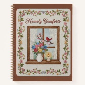 Homely Comforts 刺繍風窓辺と花々  ノートブック