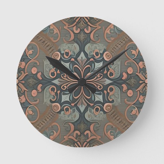 Homely cottage pattern ラウンド壁時計 (正面)