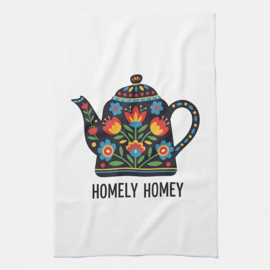 Homely home teapot design キッチンタオル (縦)