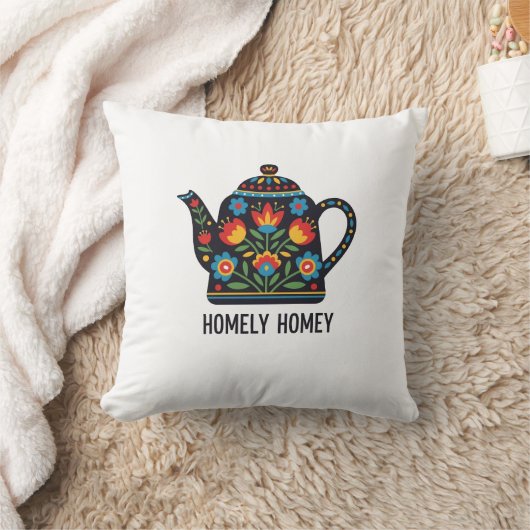 Homely home teapot design クッション (ブランケット)
