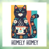 Homely homey cosy black cat design ウィンドウサイン (シート3)