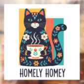 Homely homey cosy black cat design ウィンドウサイン (シート2)