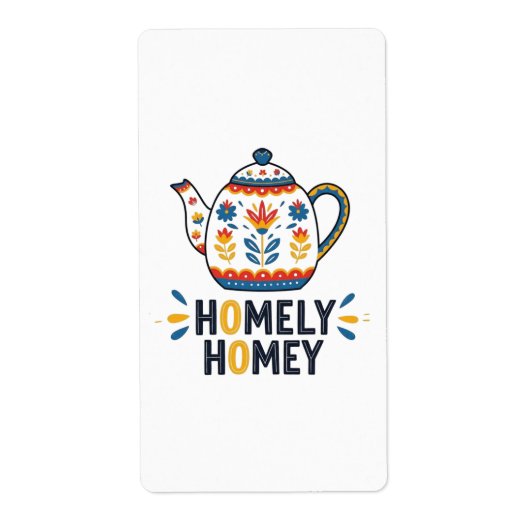 Homely homey cosy teapot design   ラベル (正面)