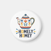 Homely homey cosy teapot design sweatshirt マグネット (正面)