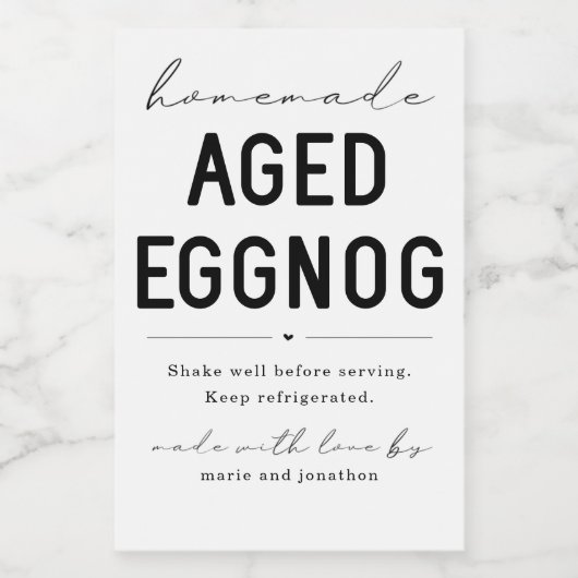 Homemade Aged Eggnog Bottle Label ワインラベル (シングルラベル)