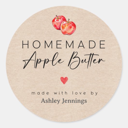 Homemade Apple Butter Labels | Made with Love ラウンドシール (正面)