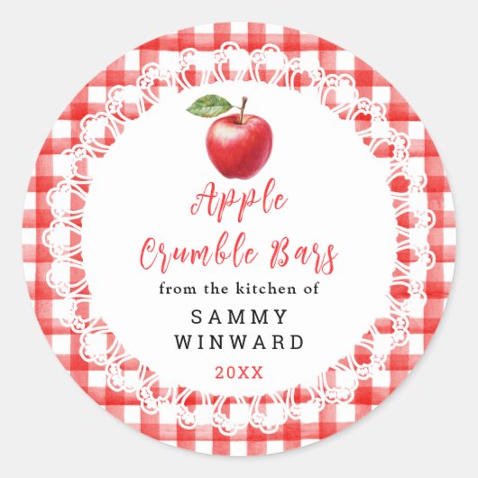 Homemade Apple Crumble Bars Label ラウンドシール (正面)