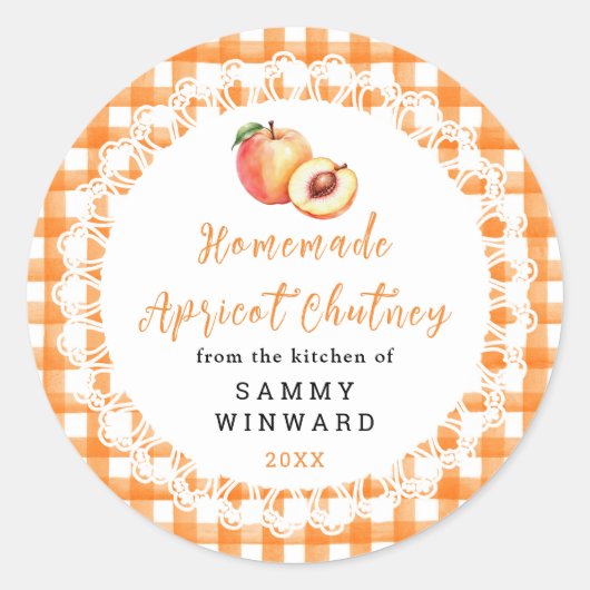 Homemade Apricot Chutney Jar Label ラウンドシール (正面)