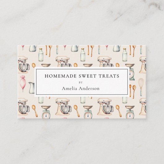 Homemade Bakery Cake Pink Pastel Kitchen Utensils 名刺 (正面)