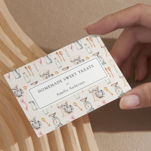 Homemade Bakery Cake Pink Pastel Kitchen Utensils 名刺