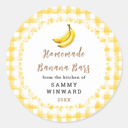 Homemade Banana Bars Label ラウンドシール (正面)