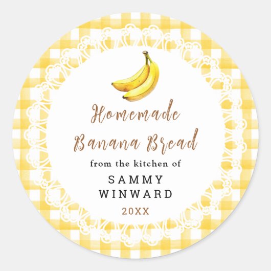 Homemade Banana Bread Label ラウンドシール (正面)