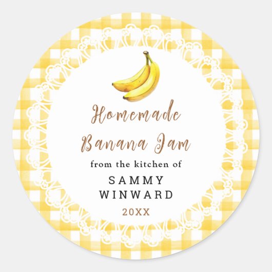 Homemade Banana Jam Label ラウンドシール (正面)