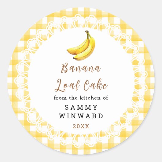 Homemade Banana Loaf Cake Label ラウンドシール (正面)
