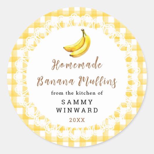 Homemade Banana Muffins Label ラウンドシール (正面)