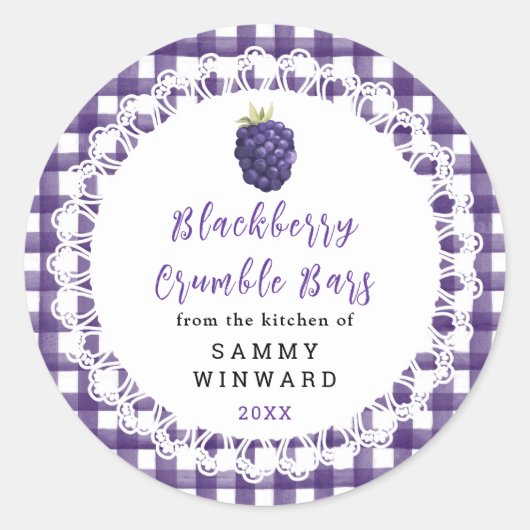 Homemade Blackberry Crumble Bars Label ラウンドシール (正面)