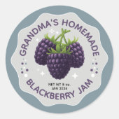 Homemade Blackberry Jam Canning Jar Labels ラウンドシール (正面)