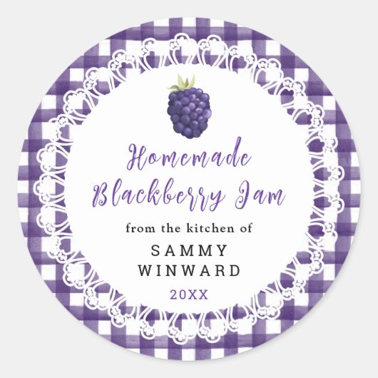 Homemade Blackberry Jam Label ラウンドシール (正面)