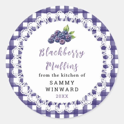 Homemade Blackberry Muffins Label ラウンドシール (正面)