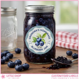Homemade Blueberry Jam Canning Jar Labels ラウンドシール