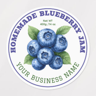 Homemade Blueberry Jam Jar Product Label ラベル