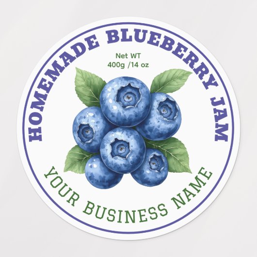 Homemade Blueberry Jam Jar Product Label ラベル (デザイン1)