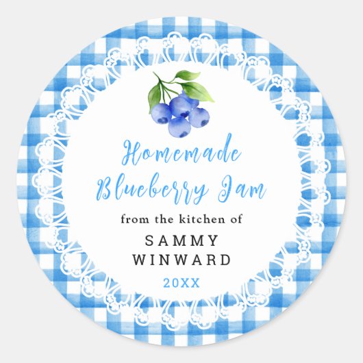 Homemade Blueberry Jam Label ラウンドシール (正面)