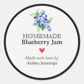 Homemade Blueberry Jam Label | Custom Sticker ラウンドシール (正面)