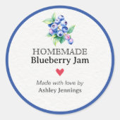 Homemade Blueberry Jam Label | Custom Sticker ラウンドシール (正面)