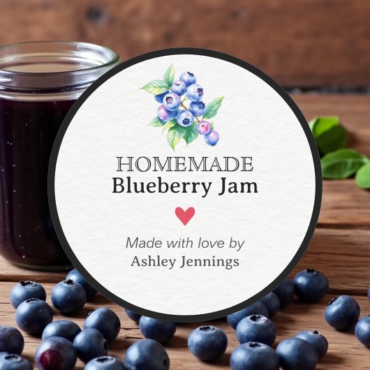 Homemade Blueberry Jam Label | Custom Sticker ラウンドシール