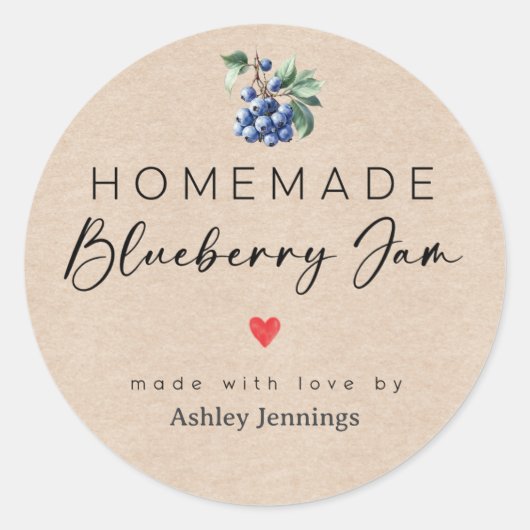 Homemade Blueberry Jam Labels | Made with Love ラウンドシール (正面)