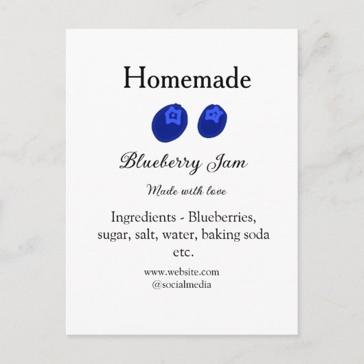 Homemade blueberry jam made with love add text ポストカード (正面)