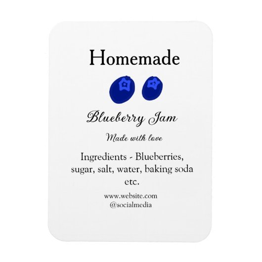Homemade blueberry jam made with love add text マグネット (縦)