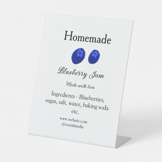 Homemade blueberry jam made with love add text 台座サイン (正面)