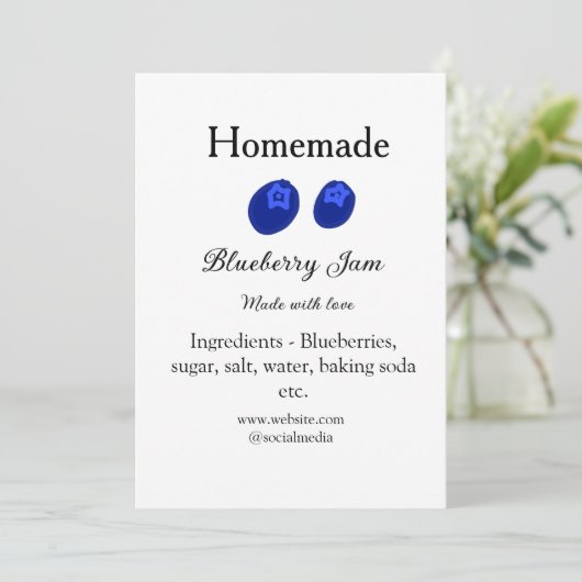 Homemade blueberry jam made with love add text 招待状 (スタンド正面)