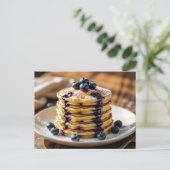 Homemade Blueberry Pancakes Recipe Card ポストカード (スタンド正面)