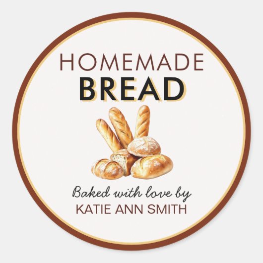 Homemade Bread Stickers | Baked with Love Labels ラウンドシール (正面)