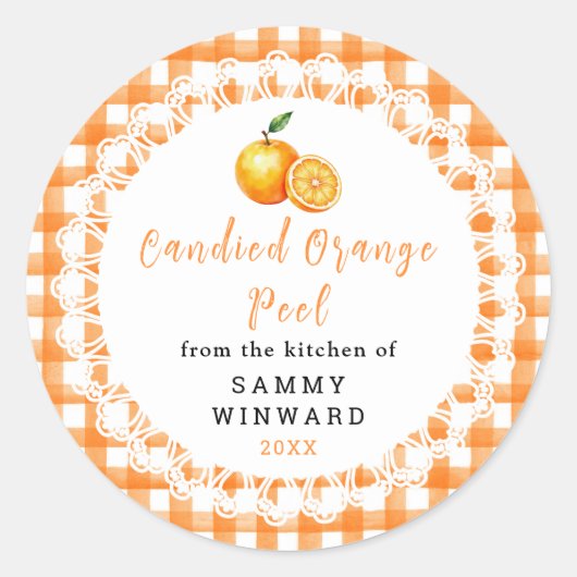 Homemade Candied Orange Peel Label ラウンドシール (正面)